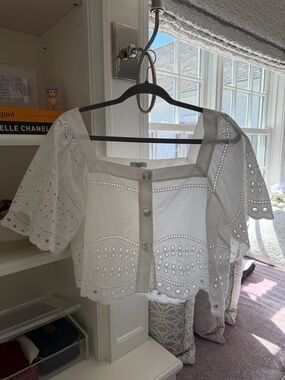 Rails White Eyelet Square-Neck Crop Top